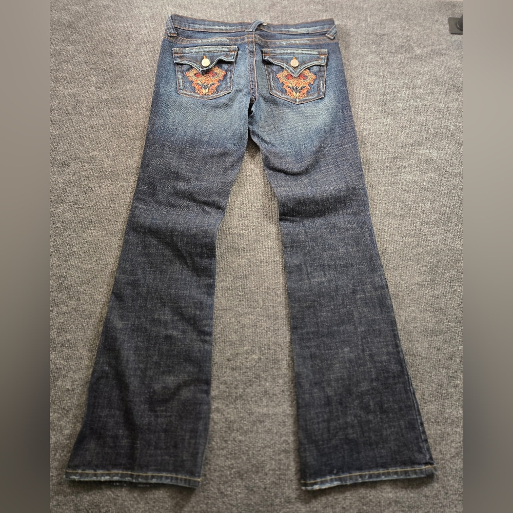 Y2K Plastic By Gly Bootcut Low-Rise Distressed Hip-Huggers Embroidery Jeans‎